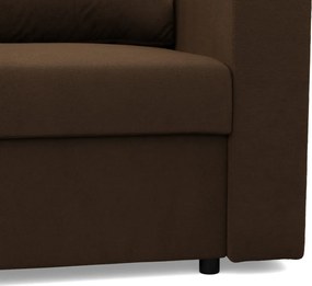 Zeus sarokkanapé, 2 ágyneműtartóval, egyenes kartámasz, szövet anyag, univerzális oldal, hab töltet, barna