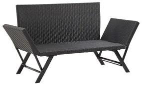 fekete polyrattan kerti pad párnával 176 cm