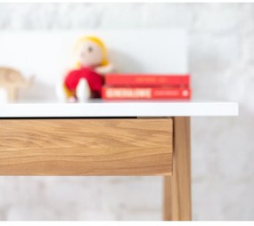 Luka fehér íróasztal kőrisfa lábakkal, hossz 65 cm - Ragaba