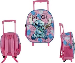 Disney Lilo és Stitch, A csillagkutya Doll gurulós ovis 3D hátizsák, táska 32 cm