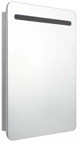 betonszürke LED-es tükrös fürdőszobaszekrény 60 x 11 x 80 cm