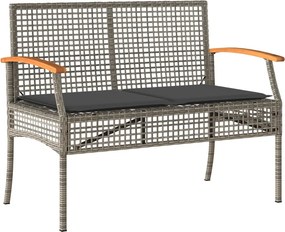 vidaXL szürke polyrattan és akácfa kerti pad párnával