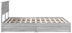 vidaXL Tárolós Ágy fejtámlával Szürke Sonoma 160 x 200 cm Faanyag