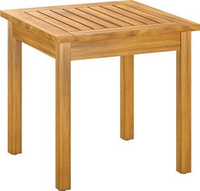 Outsunny négyzet alakú kisasztal 48 x 48 x 46 cm, időjárásálló akácfa lamellás asztallappal és állítható lábakkal, teherbírás 30 kg | Aosom