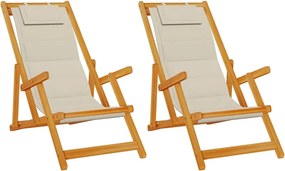 vidaXL Tengerparti szék párnával 2 pcs Barna x Tömör akácfa
