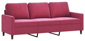 vidaXL 3 személyes bordó bársony kanapé 180 cm