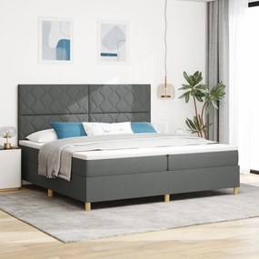 Box Spring Ágy Matrac Sötétszürke 200x200 cm Szövet