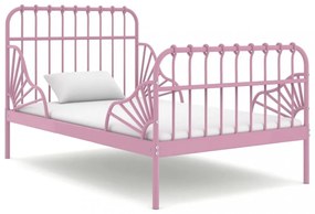 Kihúzható rózsaszín fém ágykeret 80 x 130/200 cm