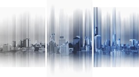 Kép - Panoráma a városra, kék-szürke (90x60 cm)