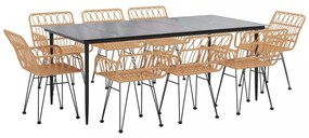 9 részes polyrattan kerti étkezőgarnitúra