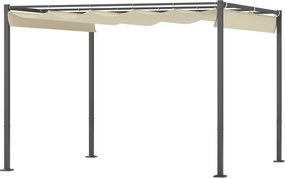 Outsunny Pergola kb. 3x3m-es Kerti Pavilon Mágneses Padlóval, Állítható Tetővel, Szabadonálló, UV Védelem 30+, Teraszra és Kertbe, Bézs | Aosom
