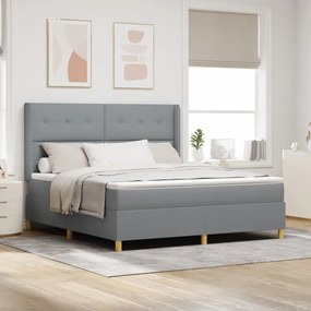 Boxspring Ágy Matrac Milyen Világosszürke 180x200 cm Szövet