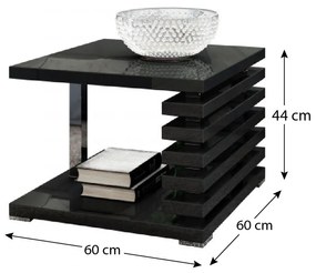 Kyoto II NEW Magasfényű magasított Dohányzóasztal Fekete N