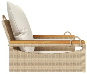 bézs polyrattan hintapad párnákkal 63 x 62 x 40 cm