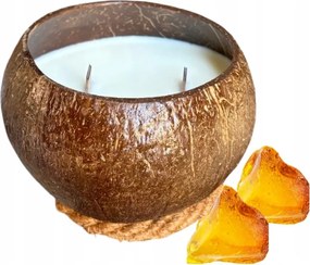 Kókusz illatgyertya KM12G Arany Borostyán Kézzel készített Fa Kanóc