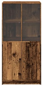 antik fa színű szerelt fa magasszekrény ajtókkal 68x37x142 cm