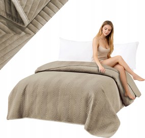 Ágytakaró 220x240 Velúr Bézs Steppelt Halszálka Több színben