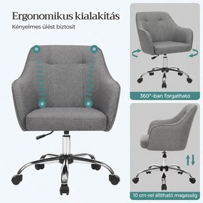 SONGMICS Állítható Magasságú Íróasztal Szék Acélvázzal – Szürke