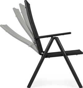 Kerti szék, MultiGarden WR1652-4, fekete, 70 x 57 x 106 cm, állítható háttámla (7 fokozat), összecsukható, acél keret, textil, 100 kg teherbírás, 4 db-os szett