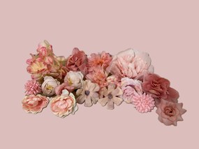 Mesterséges Virágok Dekoratív Díszítő Szett 17 db-os Rózsaszín Diy