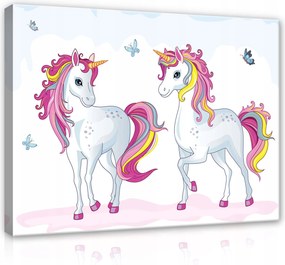 Vászonkép 100x75 Unikornisok pillangók mese álom csoda rózsaszín mágia