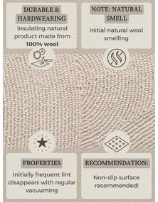 Világos natúr színű kézi szövésű gyapjú futószőnyeg 80x300 cm Eleni Natural White – Hanse Home