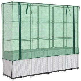rattan megjelenésű magaságyás melegháztakaróval 160x40x153 cm