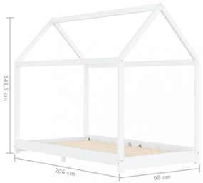 fehér tömör fenyőfa gyerekágy-keret 90 x 200 cm