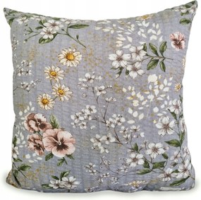 Fakéreg párnahuzat 50x60 szürke púder krémszínű vintage virágok