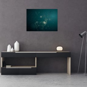 Kép - Varázslatos szarvas éjszaka (üvegen) (70x50 cm)