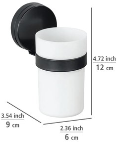 Static-Loc® Plus fekete-fehér fali fogkefetartó pohár - Wenko