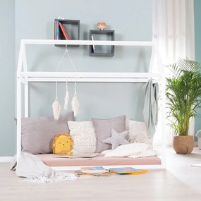 Fehér borovi fenyő házikó alakú gyerekágy matraccal-ágyrács nélkül 70x140 cm House Bed – Roba