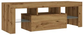 kézműves tölgy szerelt fa TV-szekrény LED-ekkel 120x36,5x40 cm
