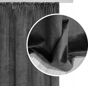 Velúr Függöny 140x270 Szalaggal, Velvet Grafit Színű