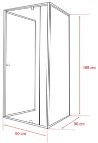 Flexi 90x90 cm falsíkra szerelhető szögletes zuhanykabin zuhanytálca nélkül