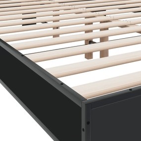 fekete szerelt fa és fém ágykeret 120 x 200 cm