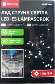 8 méter LED Karácsonyi Füzér Biztonságos Kültéri 220V Adapterrel Időzítő 8 Villogási Mód Fényfüzér Hideg fehér