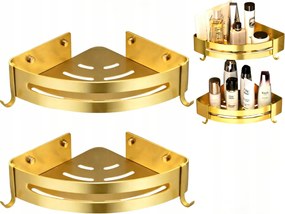 Sarok Fürdőszoba Polc 2db arany öntapadós+lyukacsos