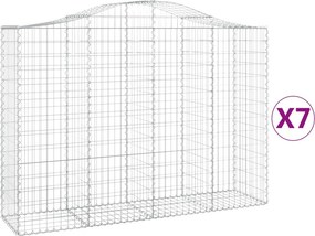 vidaXL 7 db íves horganyzott vas gabion kosár 200x50x140/160 cm