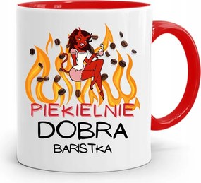 Barista Kávézó Bögre Piros, fényképes nyomattal