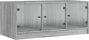 vidaXL szürke sonoma színű dohányzóasztal üvegajtókkal 102x50x42 cm