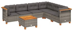vidaXL 7 részes szürke polyrattan kerti ülőgarnitúra párnákkal