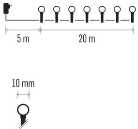 LED karácsonyi fényfüzér 200xLED/8 funkciós 20m IP44 meleg fehér
