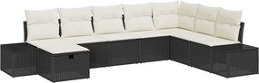 vidaXL Kerti Kanapé Szett párnával 8 pcs Fekete Poli rattan