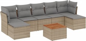 vidaXL 8 részes bézs polyrattan kerti ülőgarnitúra párnával