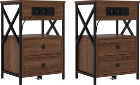 vidaXL Éjjeliszekrény 2 pcs Barna Tölgy 40 x 31 x 60 cm Faanyag