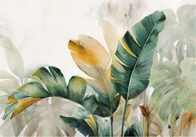 Fotótapéta Levelek Absztrakt Zöld Falra Hálószoba Nappali 200x140