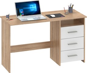 Számítógépasztal, sonoma tölgyfa/fehér, LARISTOTE NEW