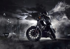 Fotótapéta Harley Davidson éjszakai város motoros 350x250 +ragasztó
