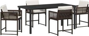 vidaXL Kert étkező szett 5 pcs Barna polirattan